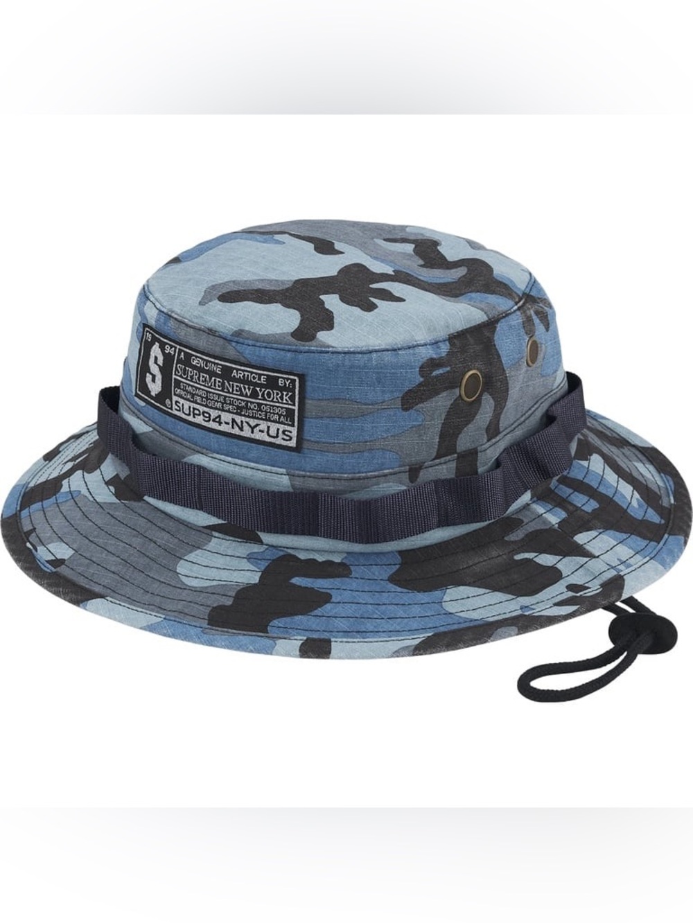 Supreme Military Boonie FW25 Blue Camo Logo Bucket Hat Men’s Size S/M